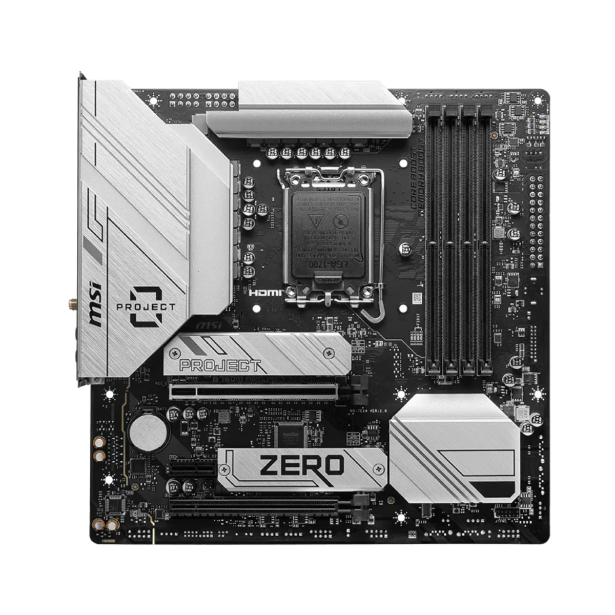 MSI B760M PROJECT ZERO DDR5 LGA 1700 Micro-ATX Motherboard - 911-7E14-001 view 2