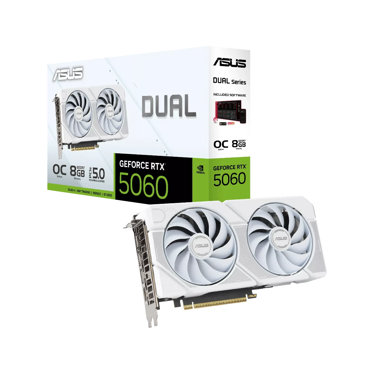 ASUS Dual GeForce RTX 5060 White OC Edition Graphics Card, 8GB GDDR7, DLSS 4 - 90YV0N15-M0NA00