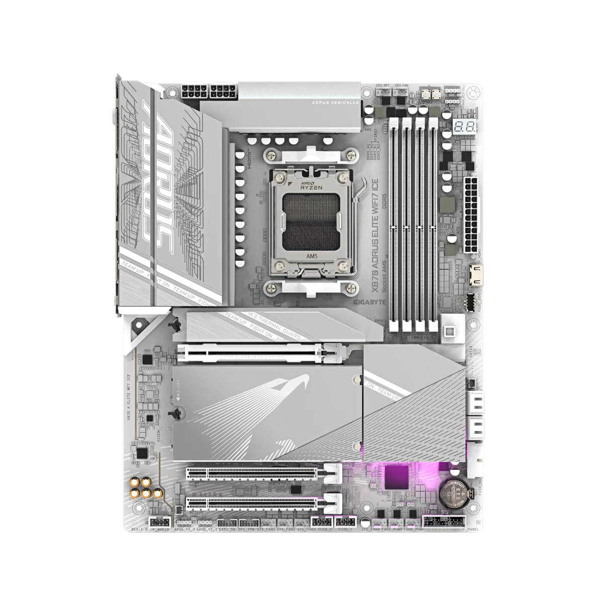 Gigabyte X870 AORUS ELITE WIFI7 ICE AM5 ATX Gaming Motherboard – White - MOT-GIG-03320 view 2
