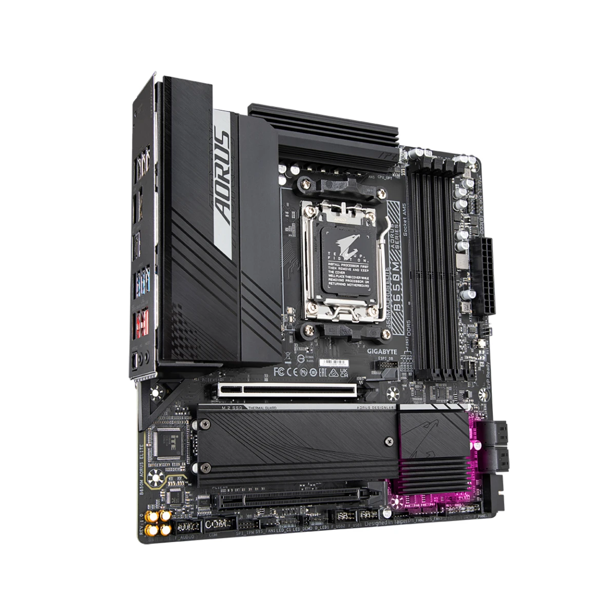 Gigabyte B650M AORUS Elite AMD AM5 Micro-ATX Gaming Motherboard DDR5 - B650M-AORUS-ELITE view 3