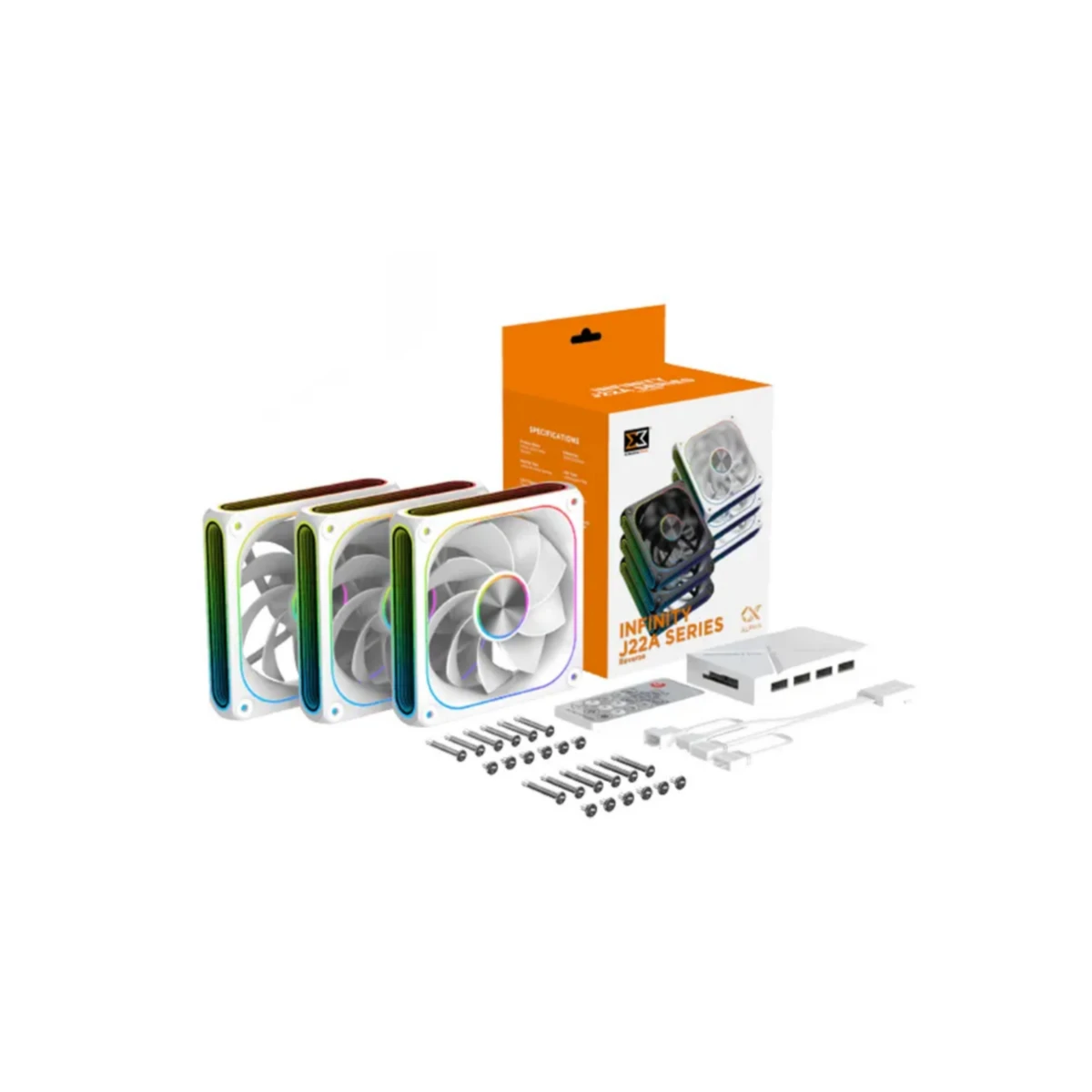XIGMATEK Infinity J22A ARGB PWM 3-Pack Fan - Arctic | EN49835