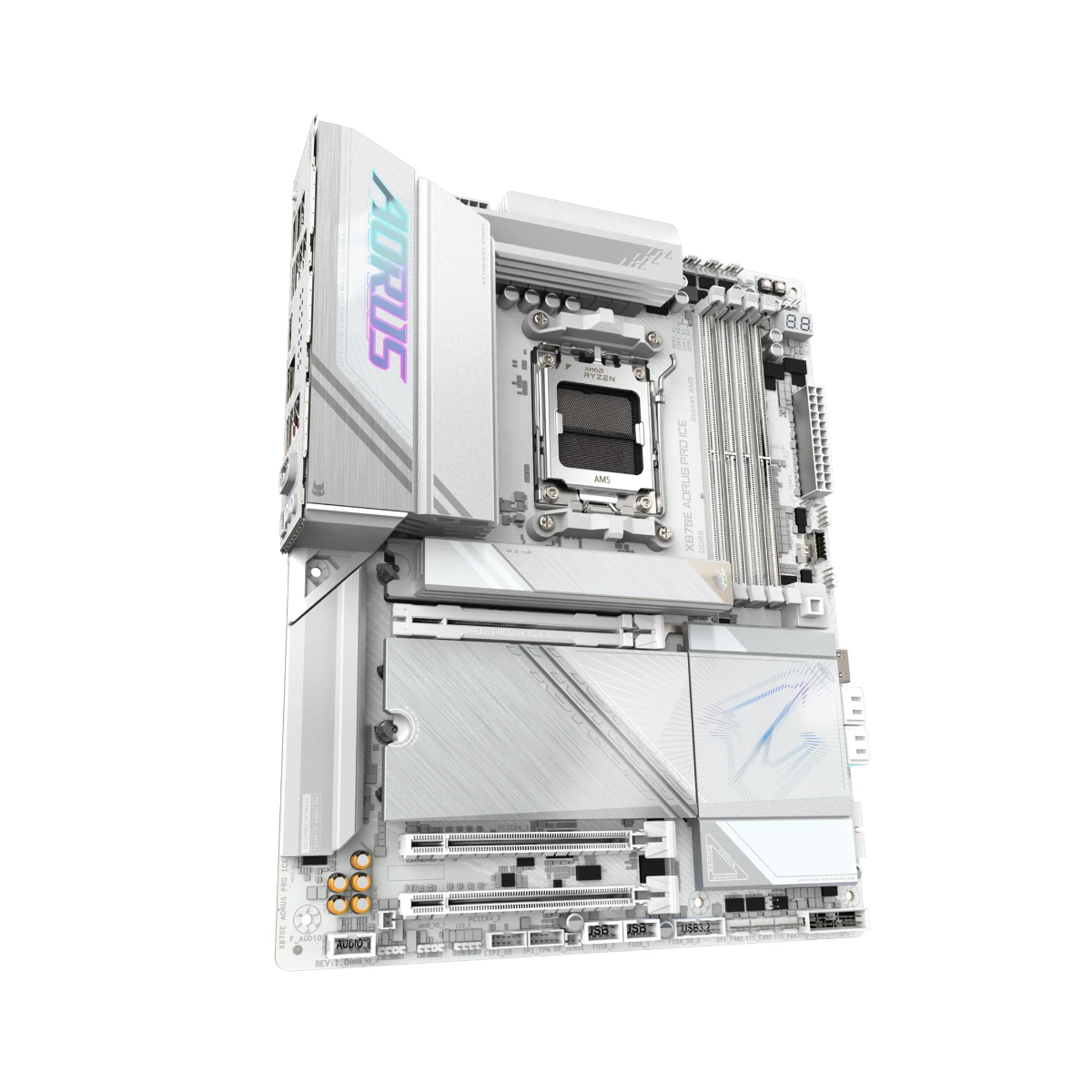 Gigabyte X870E AORUS PRO ICE AM5 ATX Motherboard – White - X870E-AORUS-PRO-ICE view 3