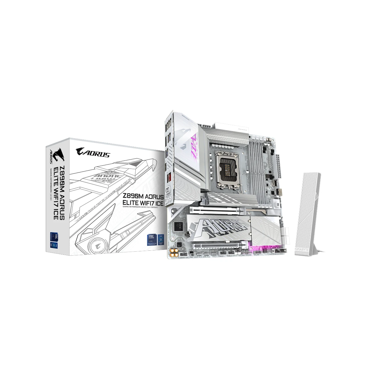 Gigabyte Z890M AORUS ELITE WIFI7 ICE LGA 1851 Micro-ATX Gaming Motherboard – White - Z890M-A-ELITE-WF7-ICE