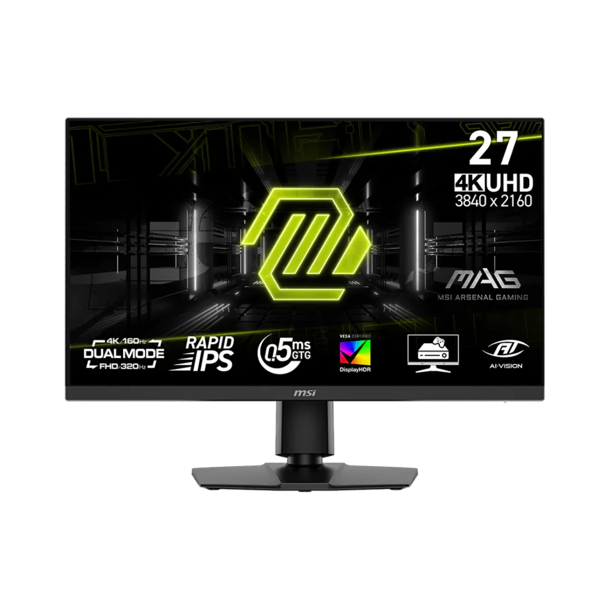 MSI MAG 272URDF E16 27" 4K UHD 160Hz / FHD 320Hz Dual Mode Rapid IPS 0.5ms Flat Gaming Monitor - Black | 9S6-3CE79T-015