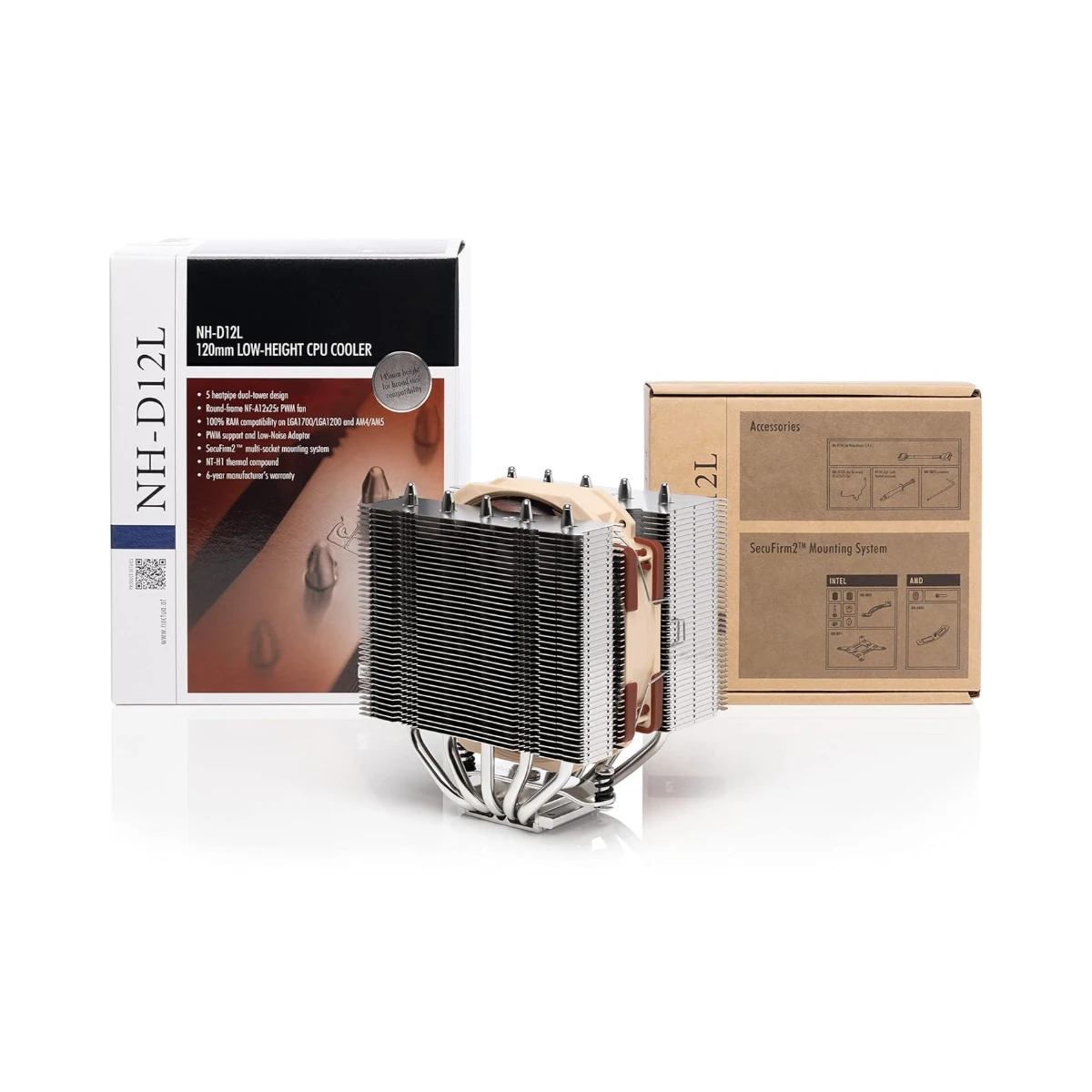 Noctua NH-D12L Premium Air CPU Cooler - Brown (NF-A12x25r 120mm Fan, SSO2 Bearing, 2000 RPM) - NH-D12L view 3