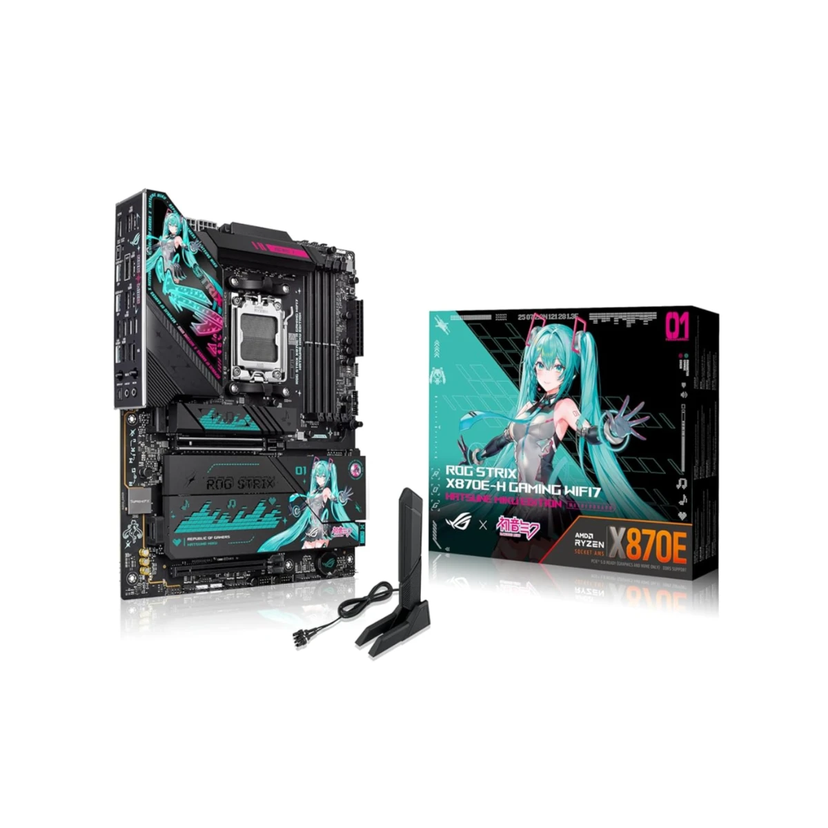ASUS ROG STRIX X870E-H GAMING WIFI7 Hatsune Miku Edition AM5 ATX Motherboard - 90MB1MA0-M0EAY0