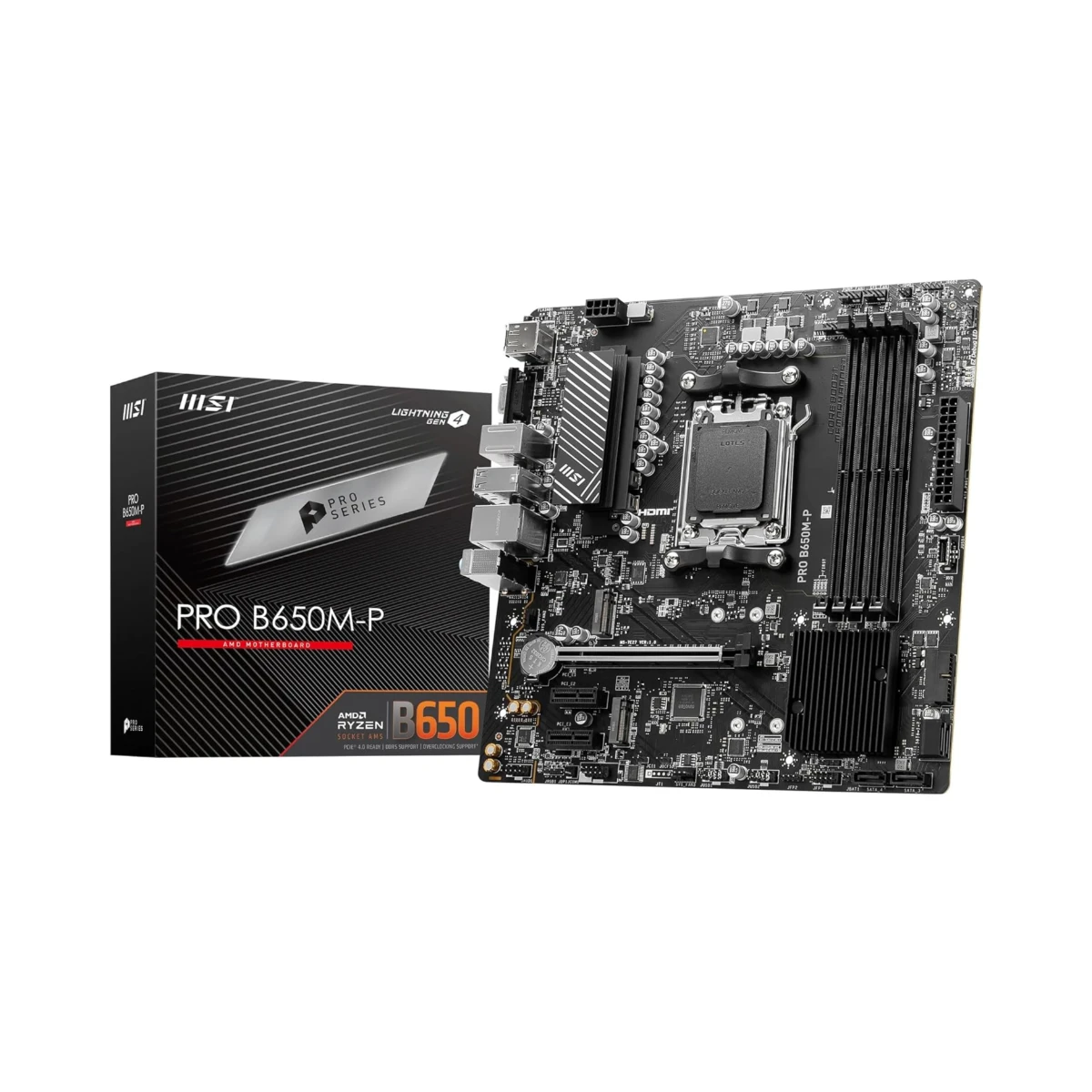 MSI PRO B650M-P DDR5 AM5 Micro-ATX Motherboard – Black - 911-7E27-006