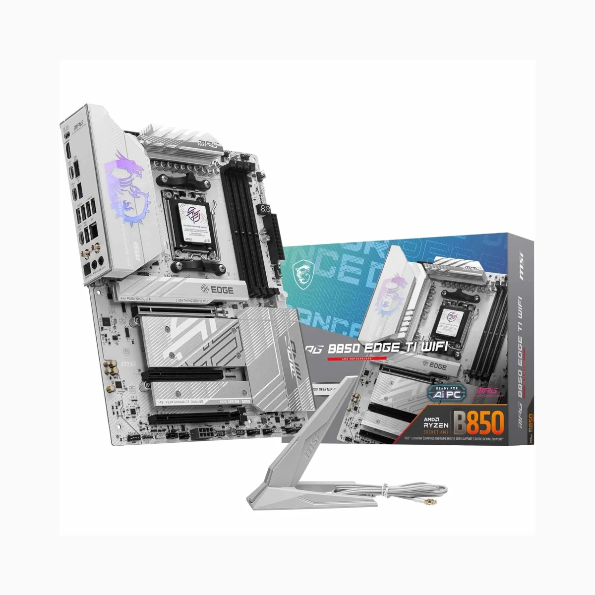 MSI MPG B850 EDGE TI WIFI AMD AM5 ATX Motherboard - White - 911-7E62-001