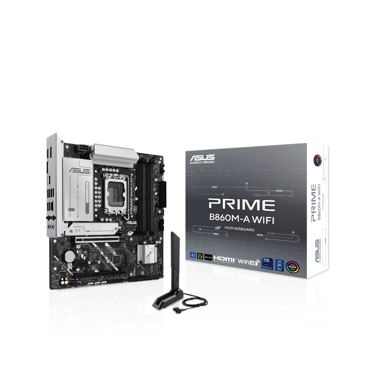ASUS PRIME B860M-A WIFI LGA 1851 Micro-ATX Motherboard – White - 90MB1JY0-M0EAY0