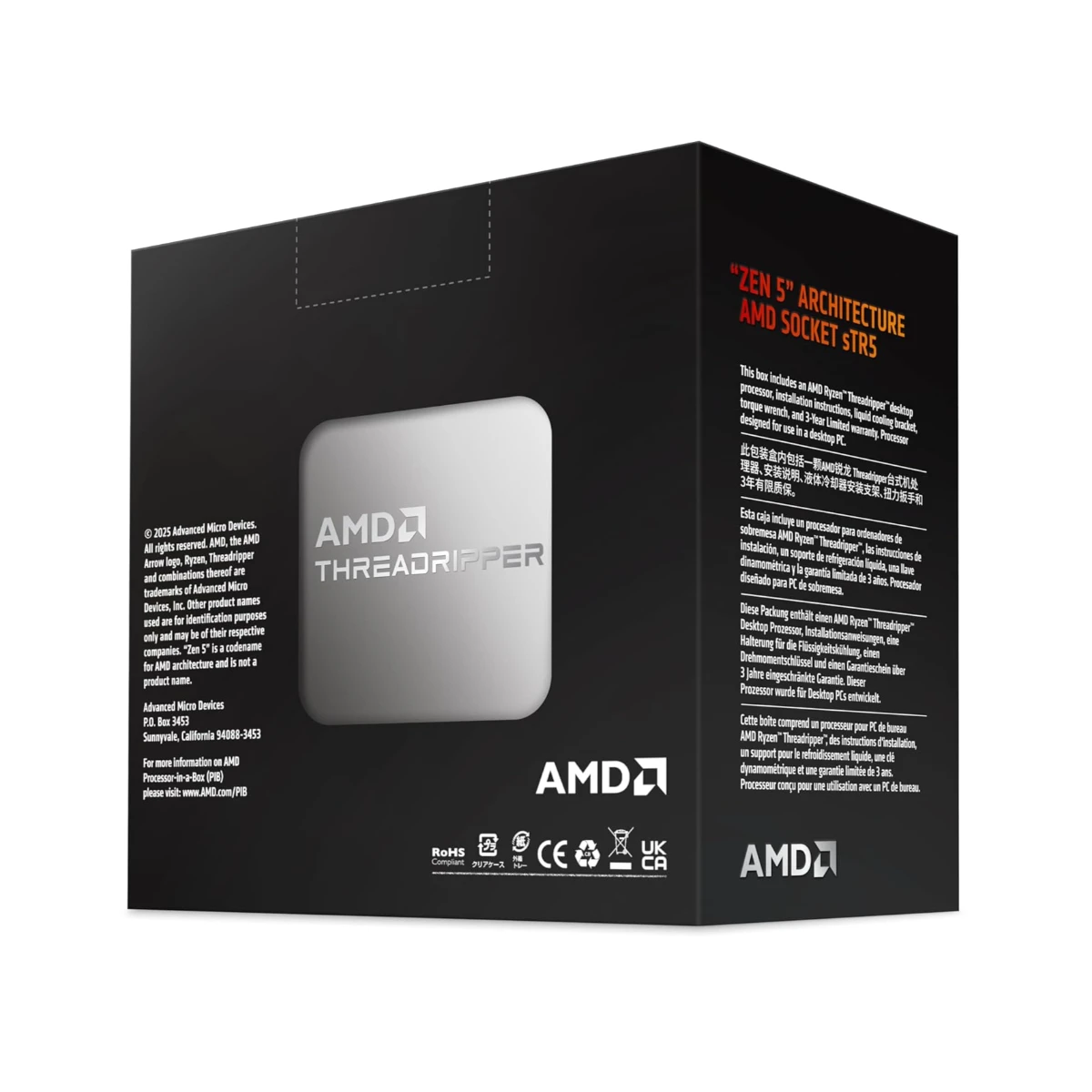 AMD Ryzen Threadripper 9960X 24-Core / 48-Thread Desktop Processor – Zen 5 Architecture, Up to 5.4 GHz Boost, PCIe 5.0 & DDR5 Support - 100-100001595WOF view 2