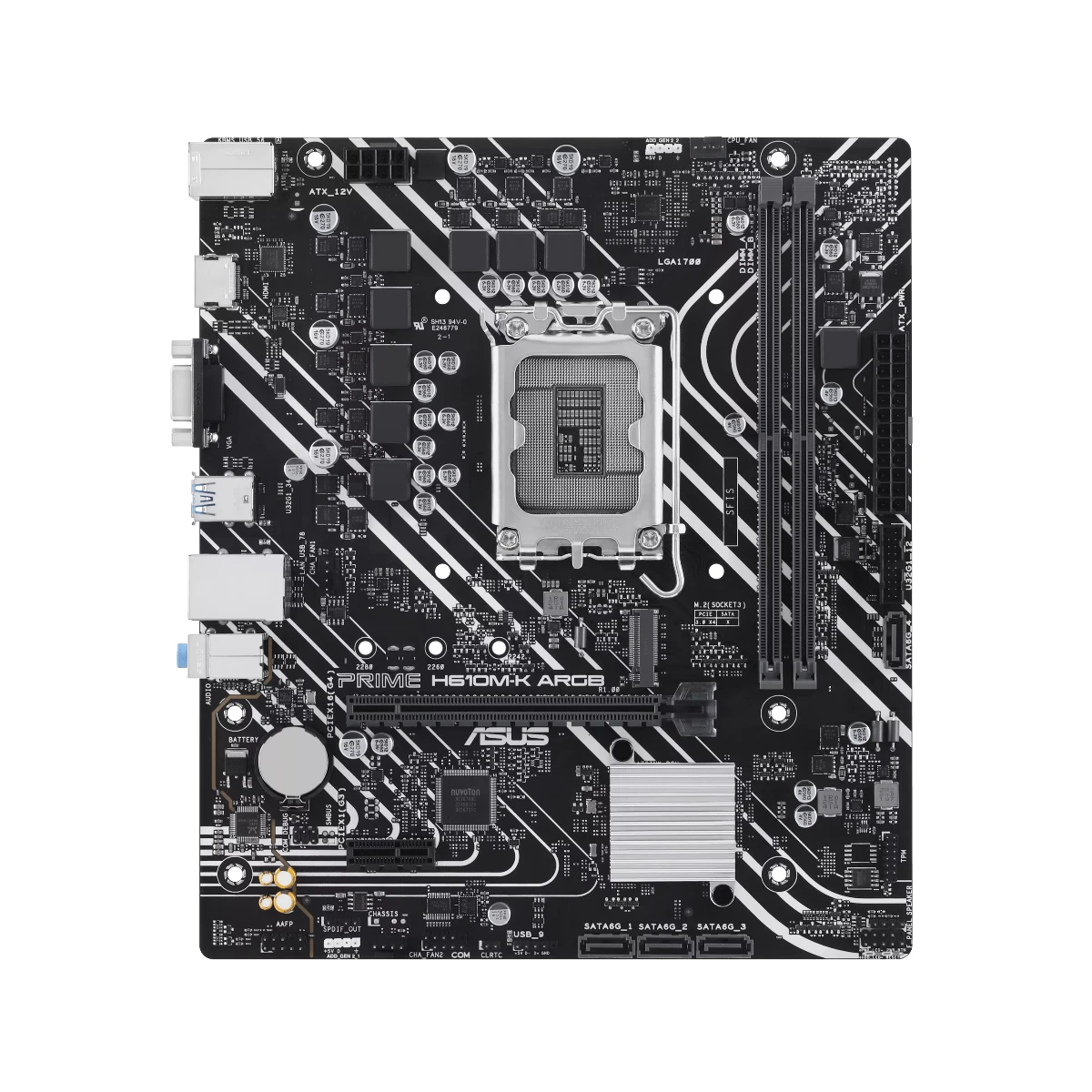 ASUS PRIME H610M-K ARGB DDR5 LGA1700 Micro-ATX Intel Motherboard – Black - 90MB1G90-M0EAY0 view 2