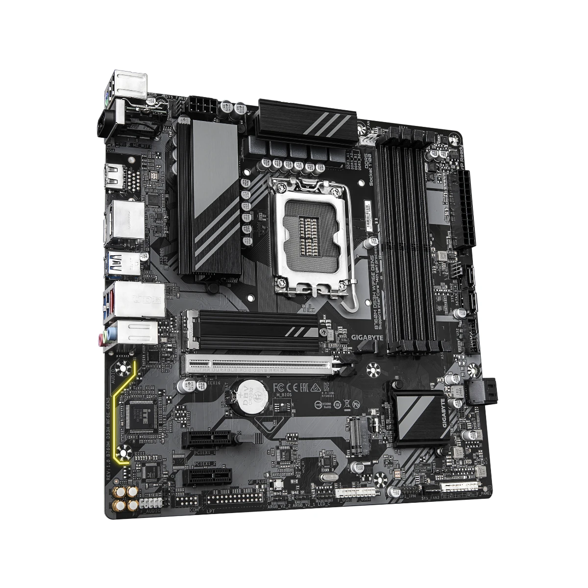 GIGABYTE B760M DS3H WIFI6E GEN5 LGA 1700 Micro-ATX Motherboard - B760M-DS3H-WF6E-GEN5 view 3