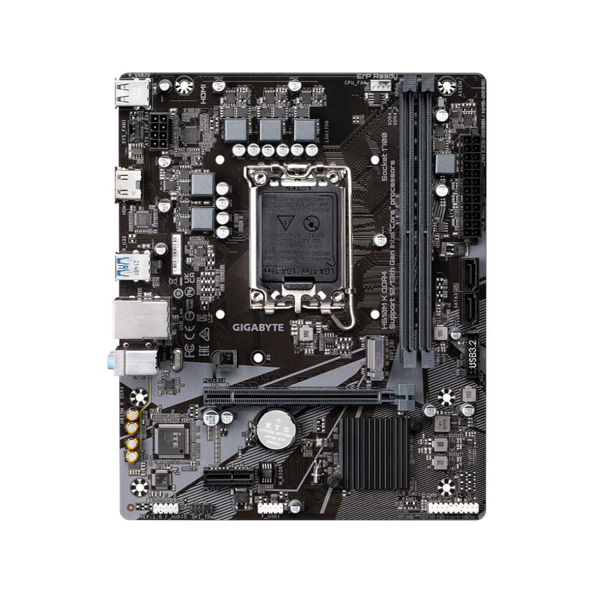 Gigabyte H610 Micro-ATX DDR4 LGA 1700 Motherboard - H610MK-DDR4 view 2