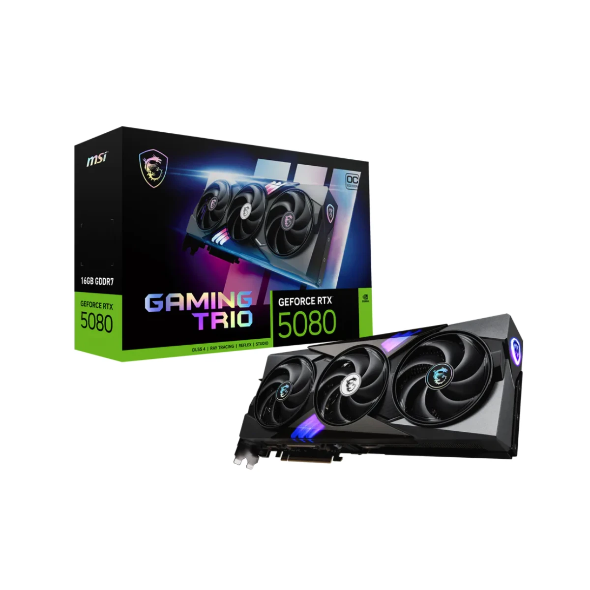 MSI GeForce RTX 5080 GAMING TRIO OC Graphics Card, 16GB GDDR7, DLSS 4 - 912-V531-005