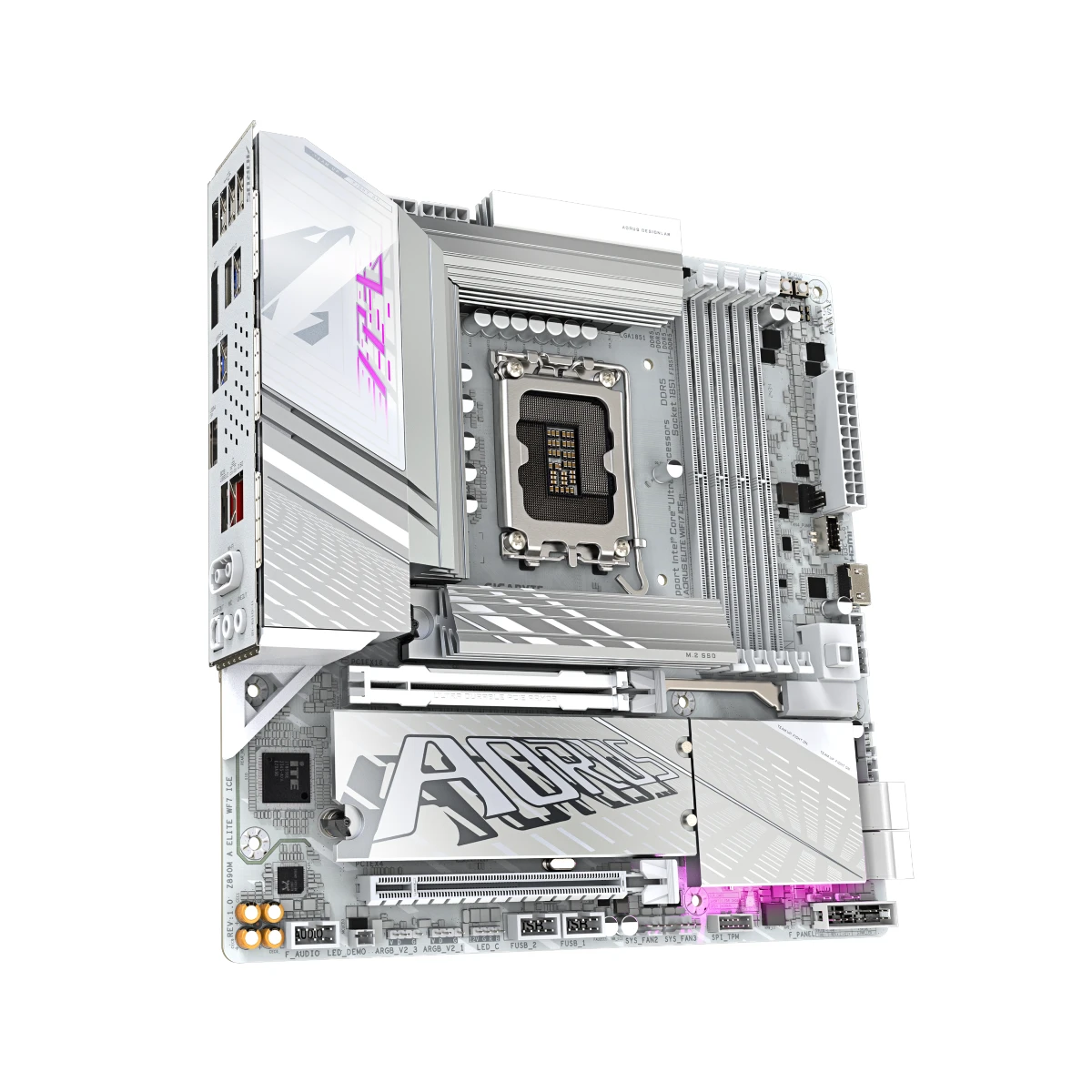 Gigabyte Z890M AORUS ELITE WIFI7 ICE LGA 1851 Micro-ATX Gaming Motherboard – White - Z890M-A-ELITE-WF7-ICE view 3