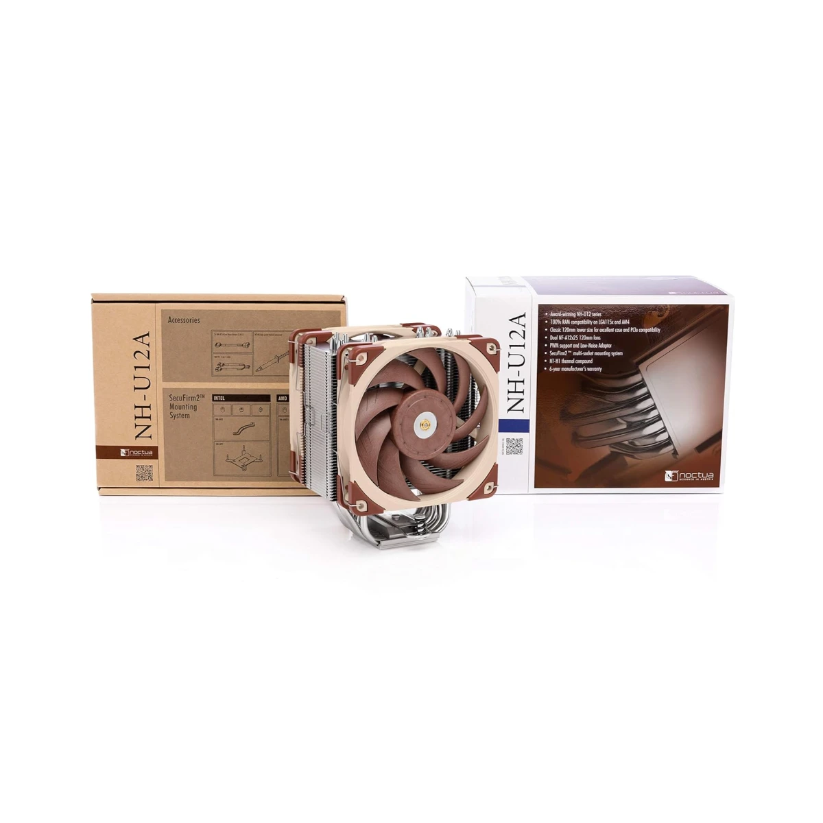 Noctua NH-U12A Premium Air CPU Cooler - Brown (Dual NF-A12x25 120mm PWM Fans, SSO2 Bearing, 2000 RPM) - NH-U12A view 4