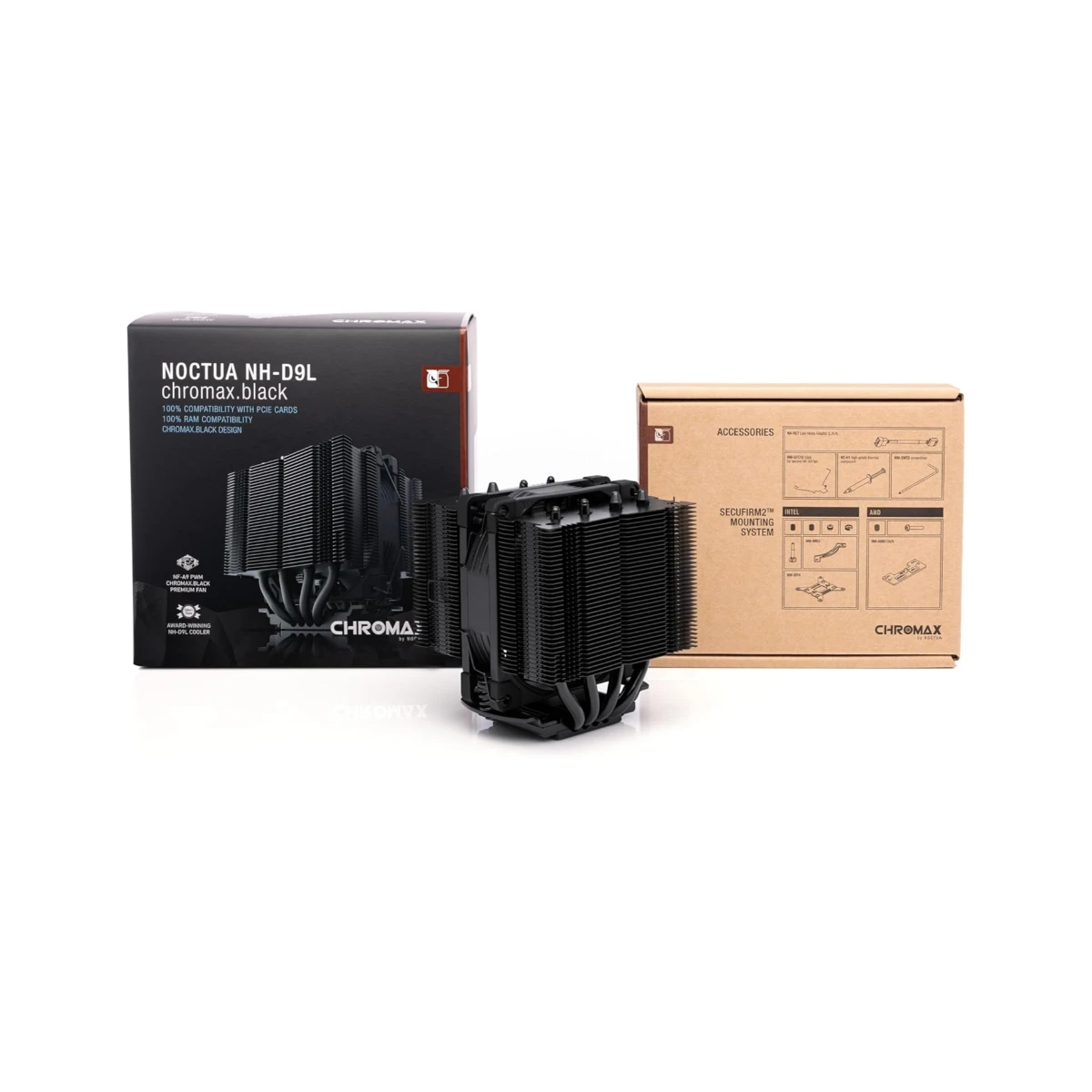 Noctua NH-D9L chromax.black Premium Air CPU Cooler - Black (NF-A9 92mm Fan, SSO2 Bearing, 2000 RPM) - NH-D9L CH.BK view 3