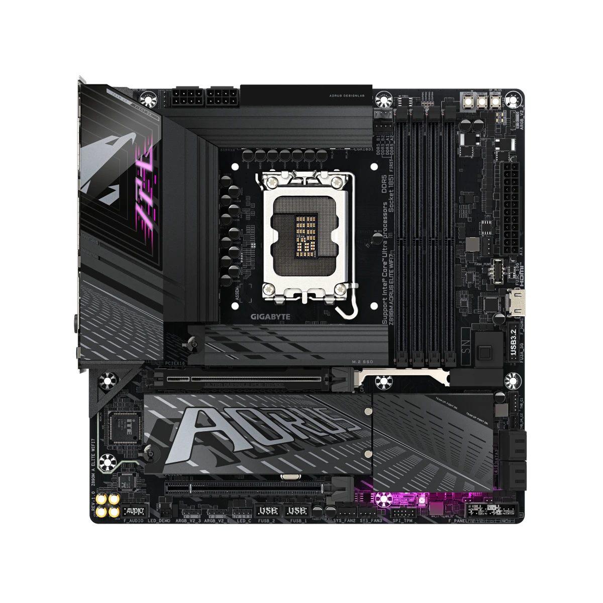 Gigabyte Z890M AORUS ELITE WIFI7 LGA 1851 Micro-ATX Gaming Motherboard - Z890M-A-ELITE-WIFI7 view 2
