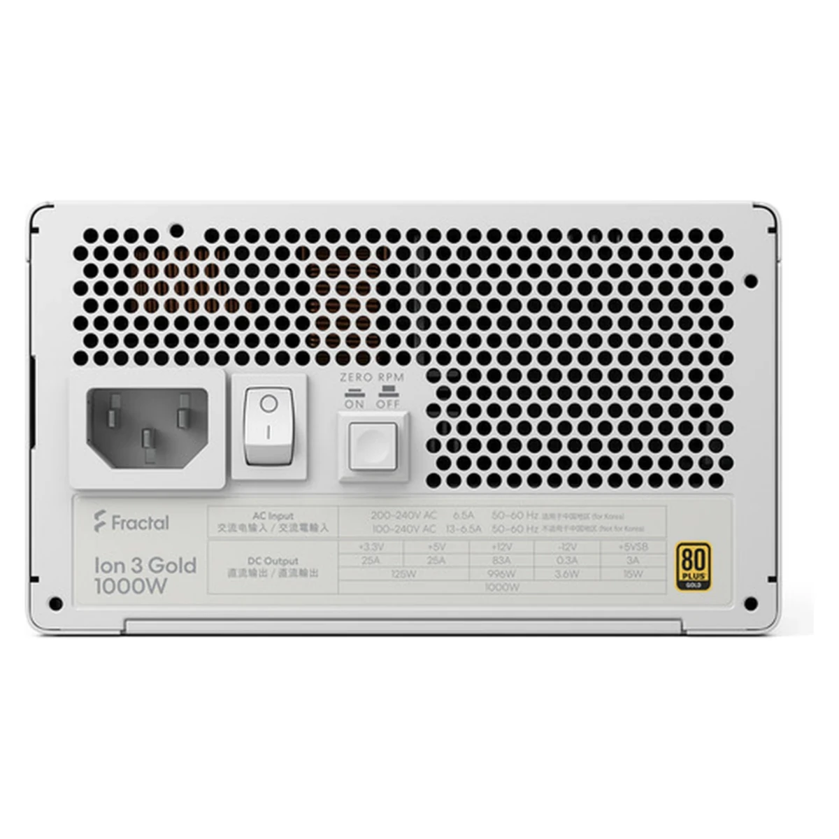 Fractal Design Ion 3 Gold 1000W White Full Modular Power Supply - White | FD-P-IA3G-101-UK view 2