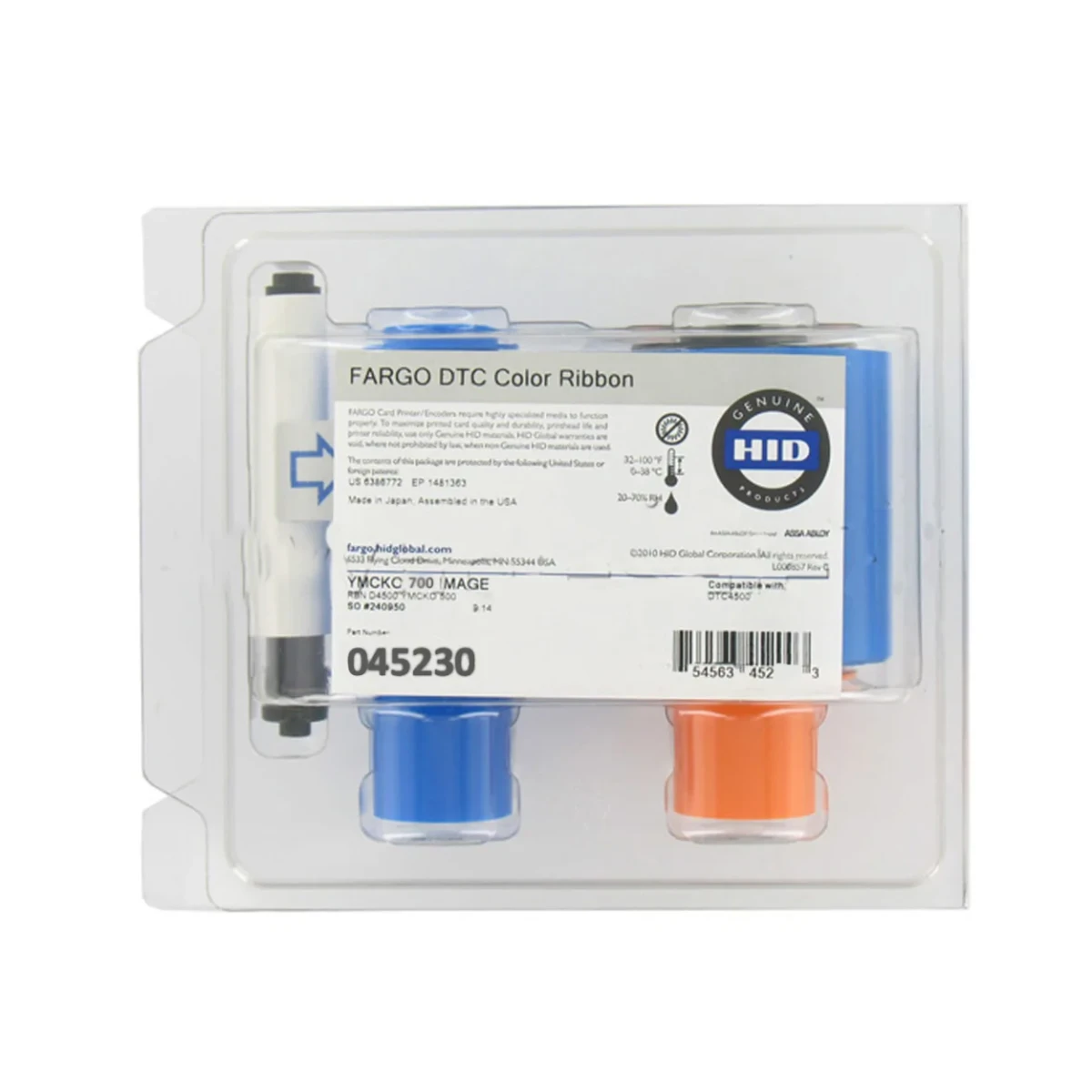 HID Fargo 45230 YMCKO Full-Color Ribbon, 700 Images - for DTC4500e Card Printers - 45230 