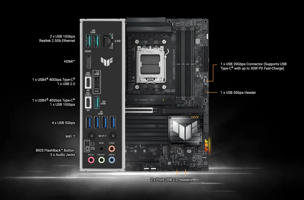 PCパーツ ASUS - TUF GAMING X870-PLUS WIFI Amazon.com: ASUS TUF Gaming X870-PLUS WiFi AMD AM5 X870 ATX